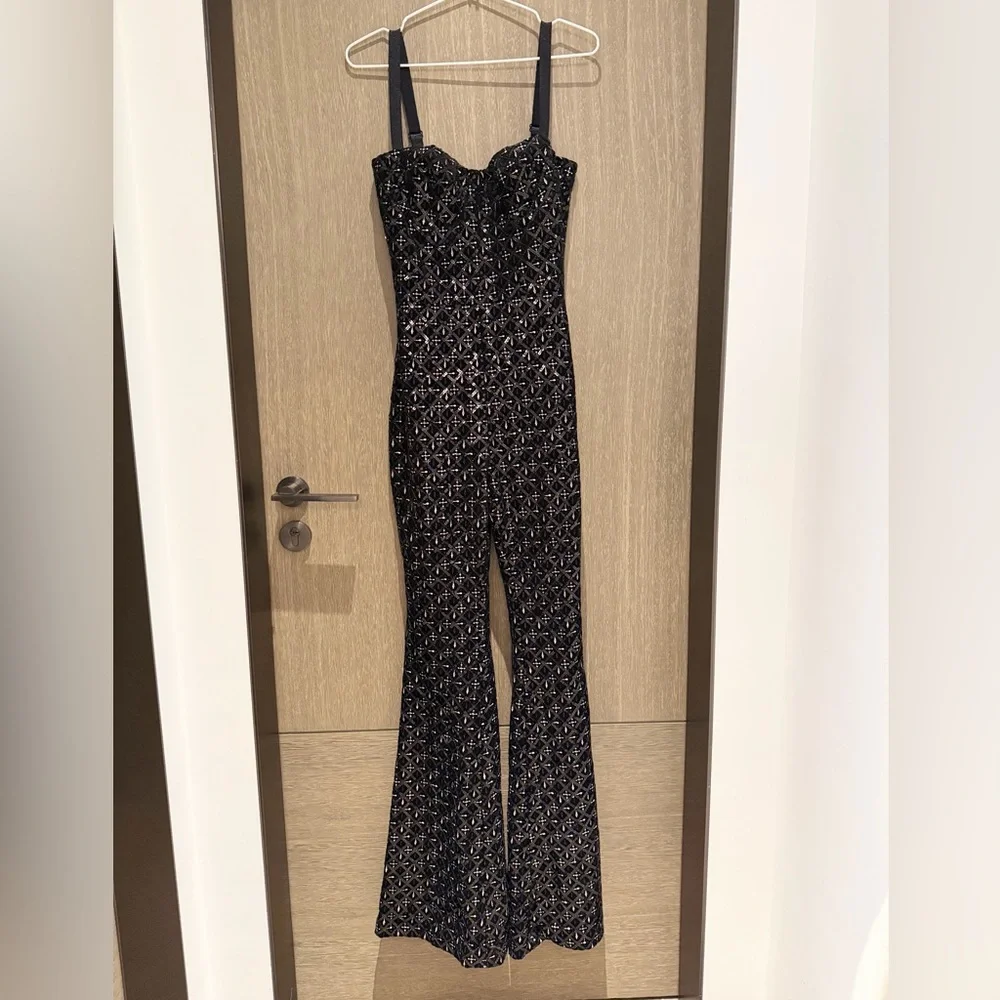 NADINE MERABI Black Sequin Jumpsuit - Picture 4 of 16